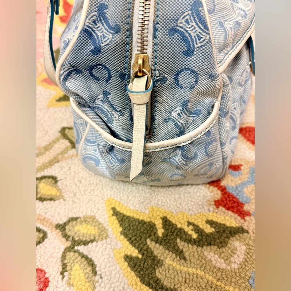 SOLD CELINE Vintage Y2K C Macadam Light Blue & White Cotton Canvas White - Picture 5 of 16